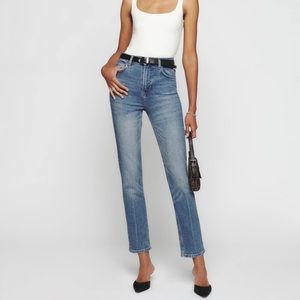 Reformation Liza Ultra High Rise Straight Leg Jeans Denim Medium Wash 24